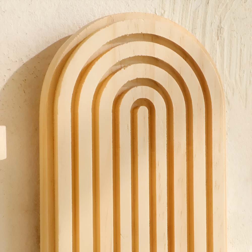 Geometric Wooden Wall Shelf with Arch Design for Floating Storage