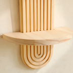 Geometric Wooden Wall Shelf with Arch Design for Floating Storage