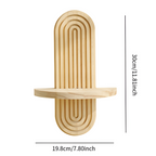 Geometric Wooden Wall Shelf with Arch Design for Floating Storage