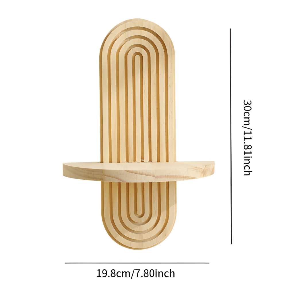 Geometric Wooden Wall Shelf with Arch Design for Floating Storage