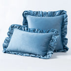Velvet Cushion Cover with Ruffle Edge Square Pillows
