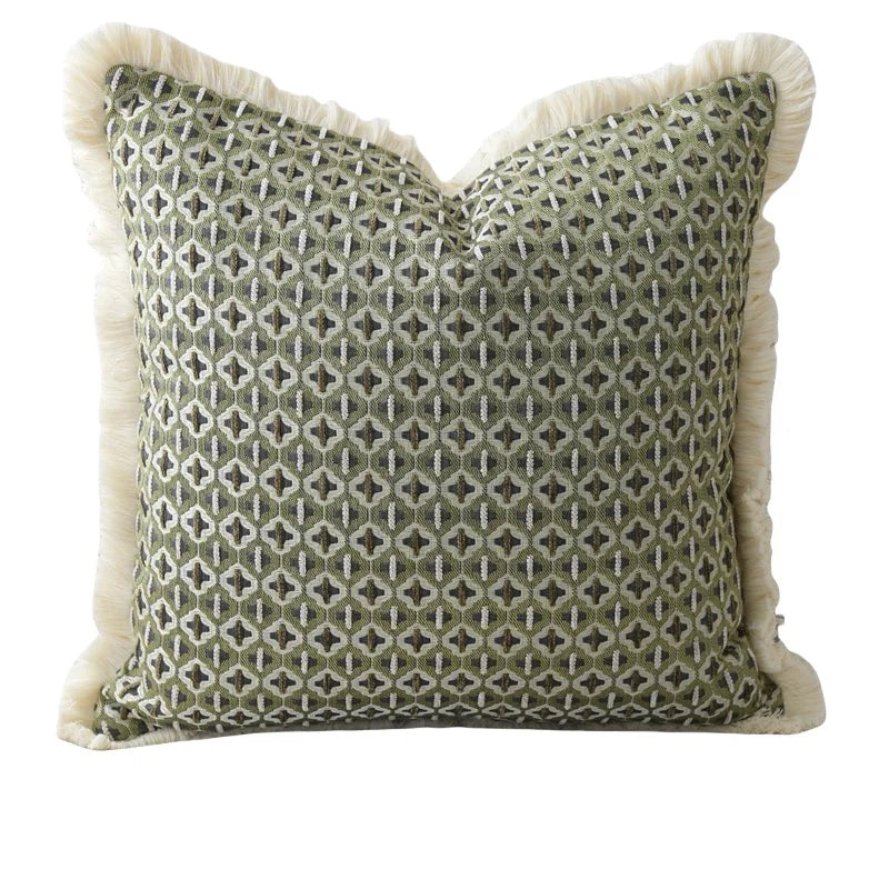 Geometric Cushion Cover with Frill Edge for Sofa and Bed