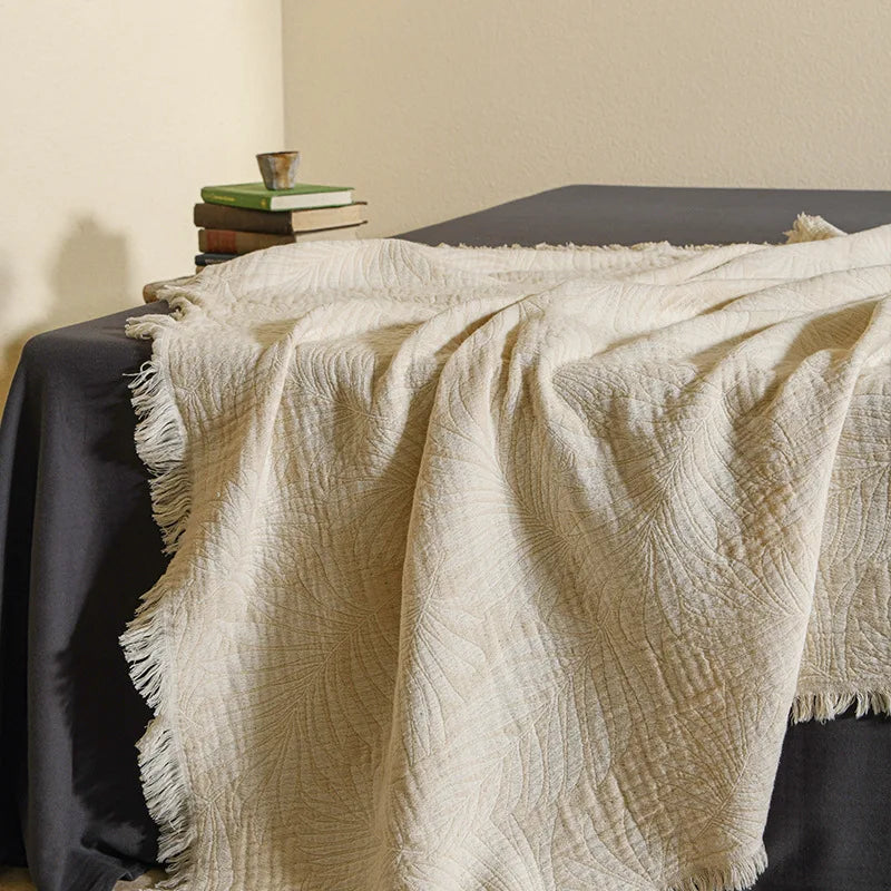 Muslin Cotton Throw Blanket with Tassels Lightweight Fabric