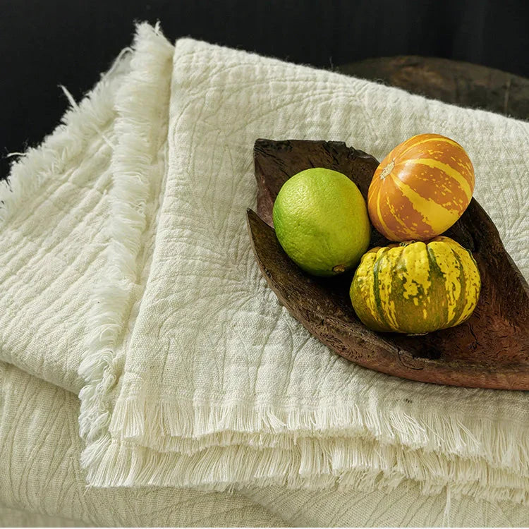 Muslin Cotton Throw Blanket with Tassels Lightweight Fabric