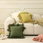 Cotton Cushion Cover with Ruffle Edge for Square Pillows