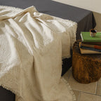 Muslin Cotton Throw Blanket with Tassels Lightweight Fabric