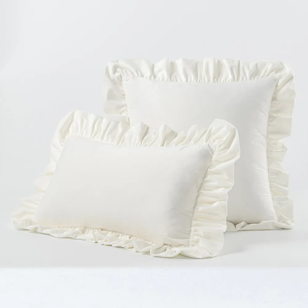 Velvet Cushion Cover with Ruffle Edge Square Pillows