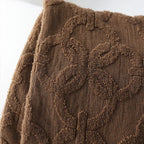 Large Knitted Jacquard Throw Blanket with Fringe