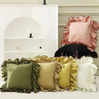 Cotton Cushion Cover with Ruffle Edge for Square Pillows