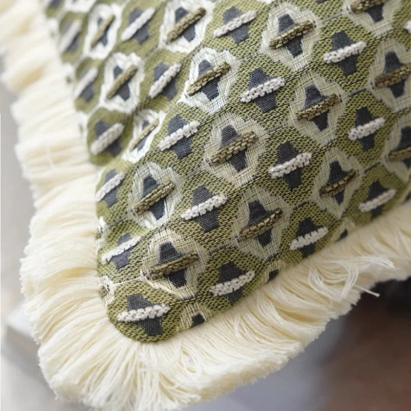 Geometric Cushion Cover with Frill Edge for Sofa and Bed