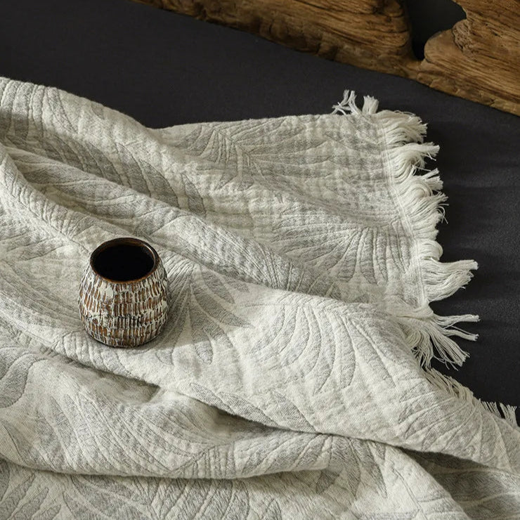 Muslin Cotton Throw Blanket with Tassels Lightweight Fabric