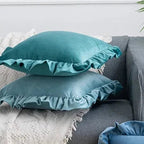Velvet Cushion Cover with Ruffle Edge Square Pillows