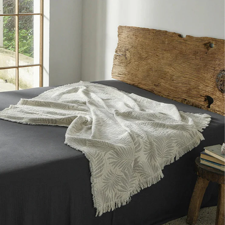 Muslin Cotton Throw Blanket with Tassels Lightweight Fabric