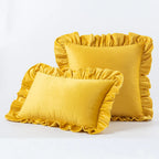 Velvet Cushion Cover with Ruffle Edge Square Pillows