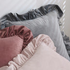 Velvet Cushion Cover with Ruffle Edge Square Pillows