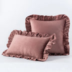 Velvet Cushion Cover with Ruffle Edge Square Pillows