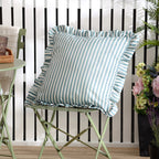 Water Resistant Striped Cushion Cover with Ruffle Trim
