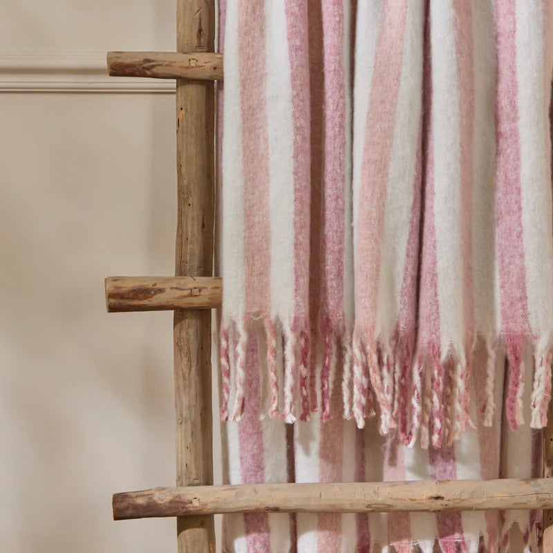 100% Cotton Woven Stripe Throw Blanket with Fringe