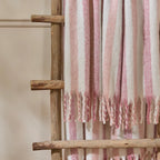 100% Cotton Woven Stripe Throw Blanket with Fringe