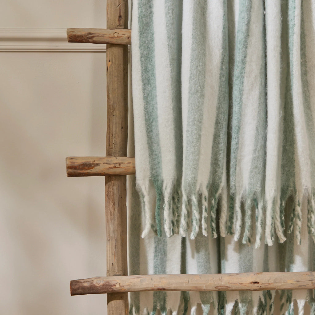100% Cotton Woven Stripe Throw Blanket with Fringe