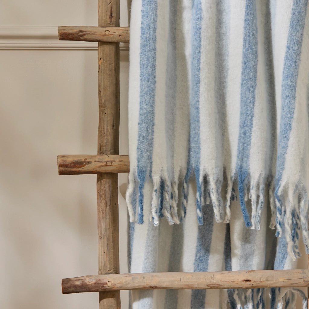 100% Cotton Woven Stripe Throw Blanket with Fringe