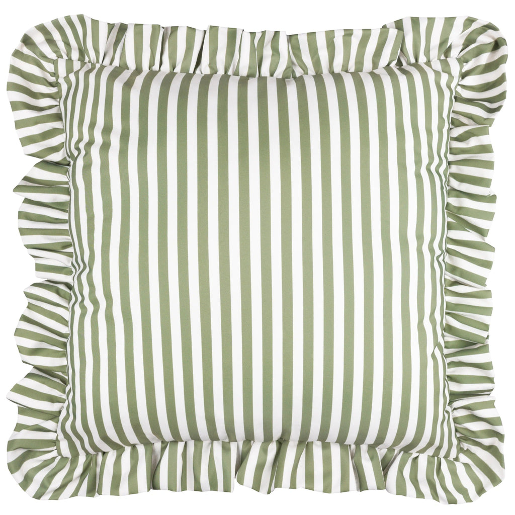 Water Resistant Striped Cushion Cover with Ruffle Trim
