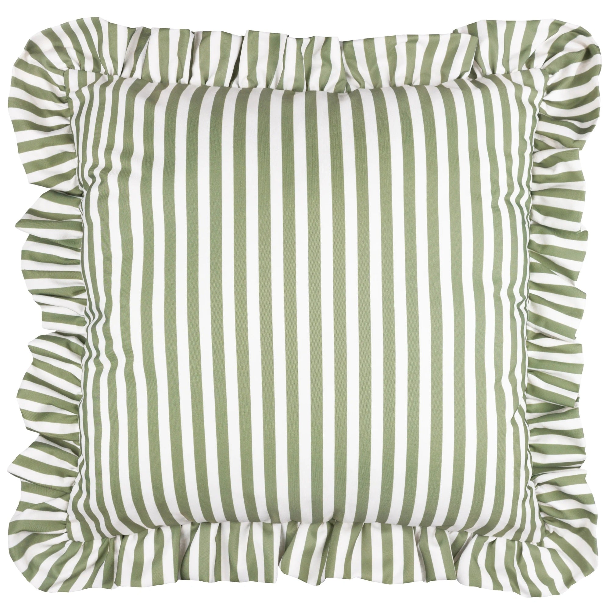 Water Resistant Striped Cushion Cover with Ruffle Trim