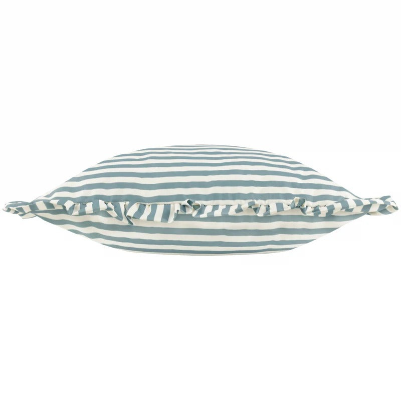 Water Resistant Striped Cushion Cover with Ruffle Trim