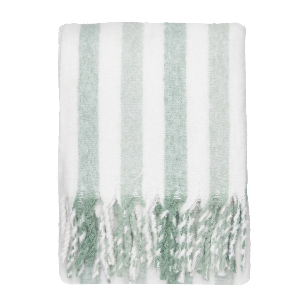 100% Cotton Woven Stripe Throw Blanket with Fringe