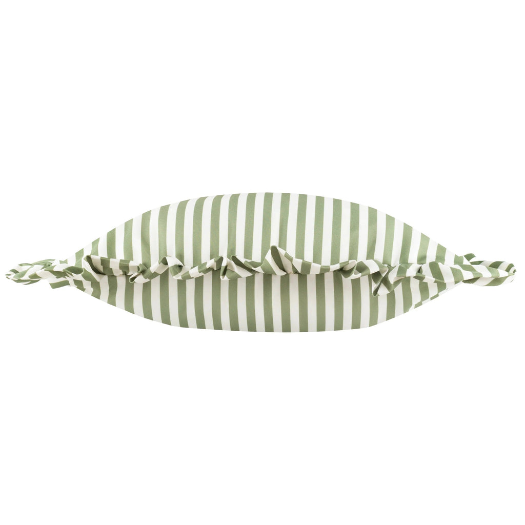 Water Resistant Striped Cushion Cover with Ruffle Trim