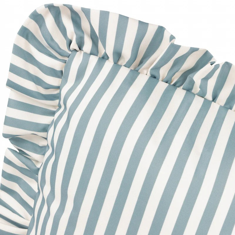 Water Resistant Striped Cushion Cover with Ruffle Trim